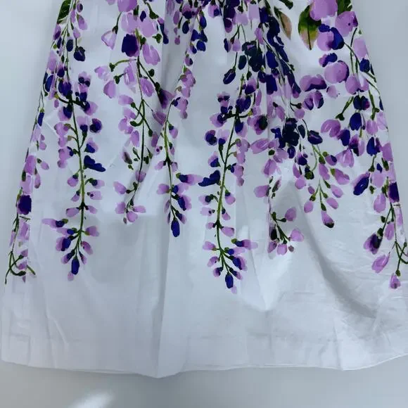 NWT Talbots Wisteria Print Midi Skirt Pleated Pockets Floral White Purple 2 - Picture 4 of 7